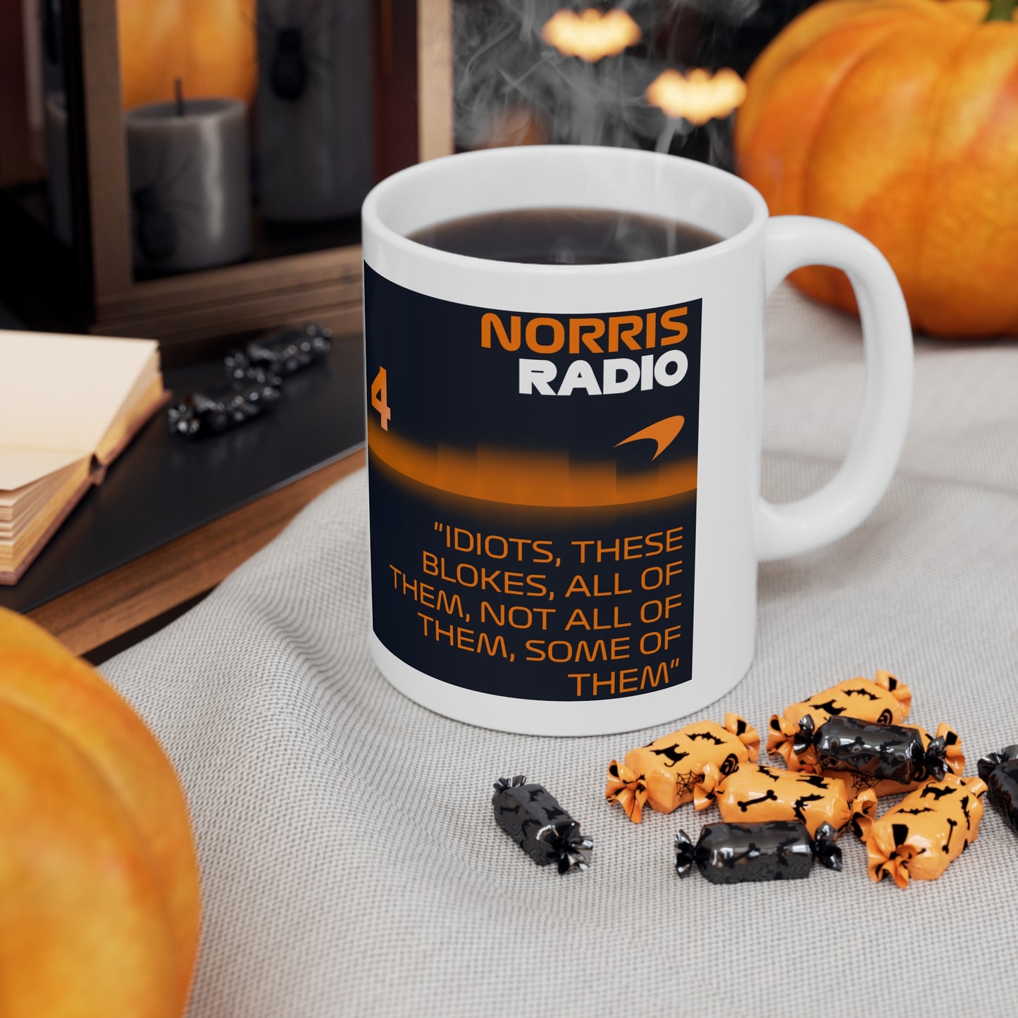Norris radio quote mug handle left