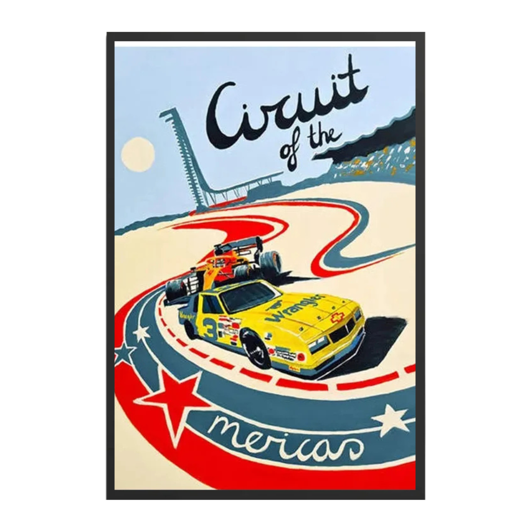 Retro F1 Neon City Canvas Wall Art Prints Circuit of Mexico