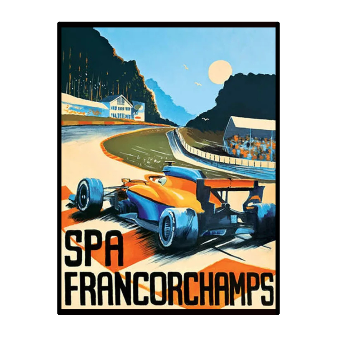 Retro F1 Neon City Canvas Wall Art Prints Spa