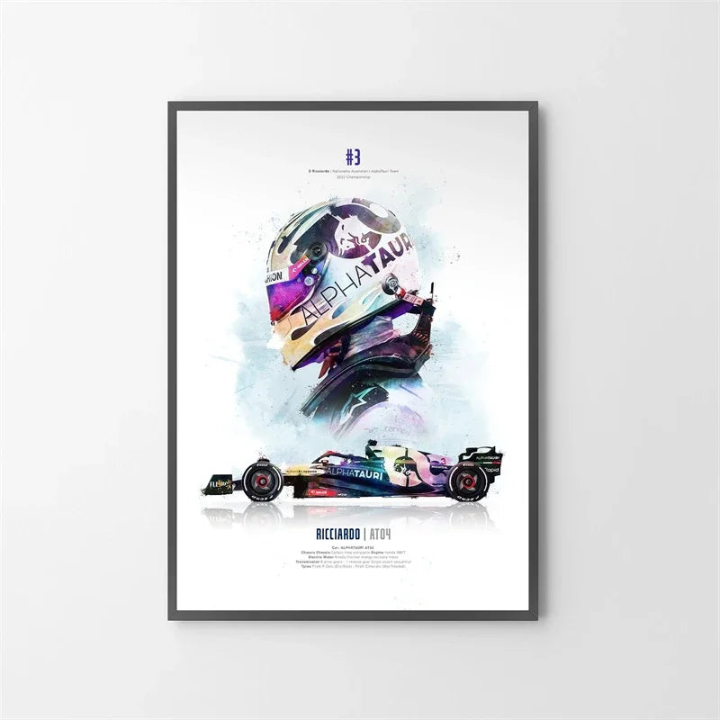 Ricciardo watercolor canvas frame