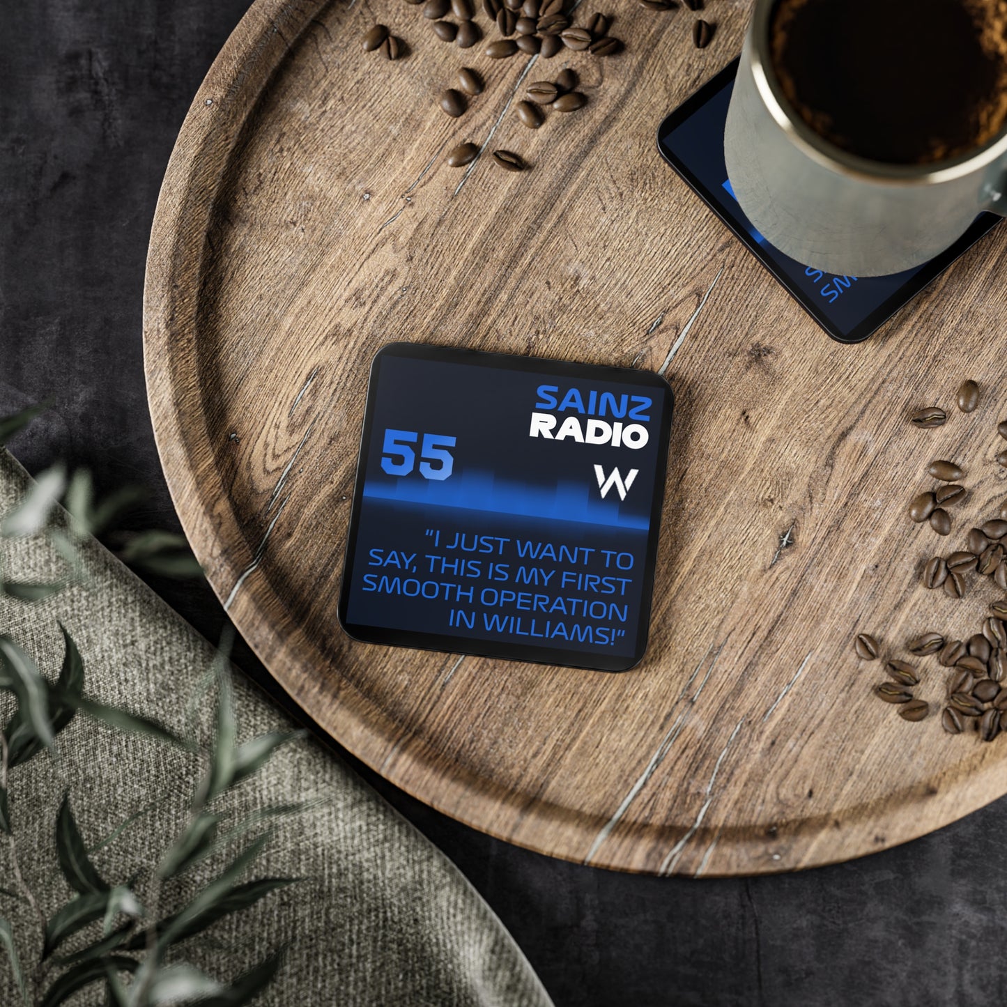 Carloz Sainz First Williams Podium Radio Quote Coasters — F1 Racing Drink Coaster