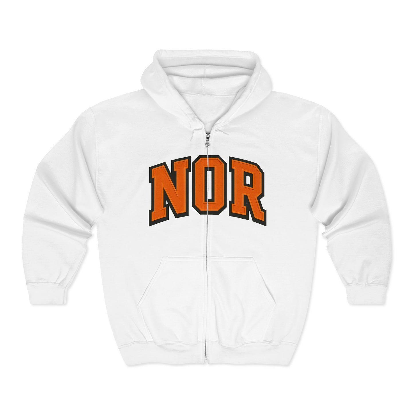 NOR 4 Zip Hoodie — Collegiate Varsity Letterman Style Full-Zip Sweatshirt