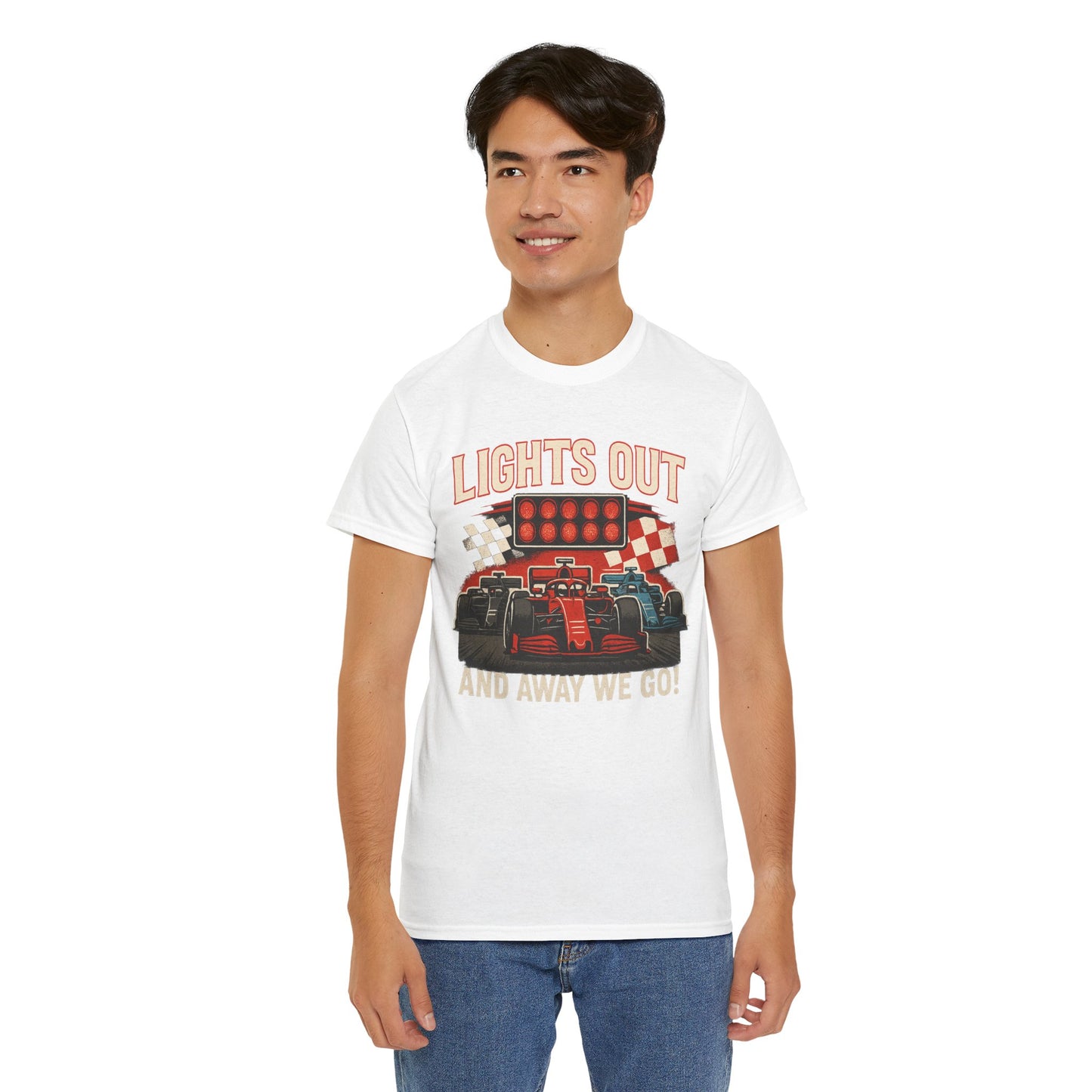 Racing T-Shirt — “Lights Out and Away We Go” Formula Car Tee
