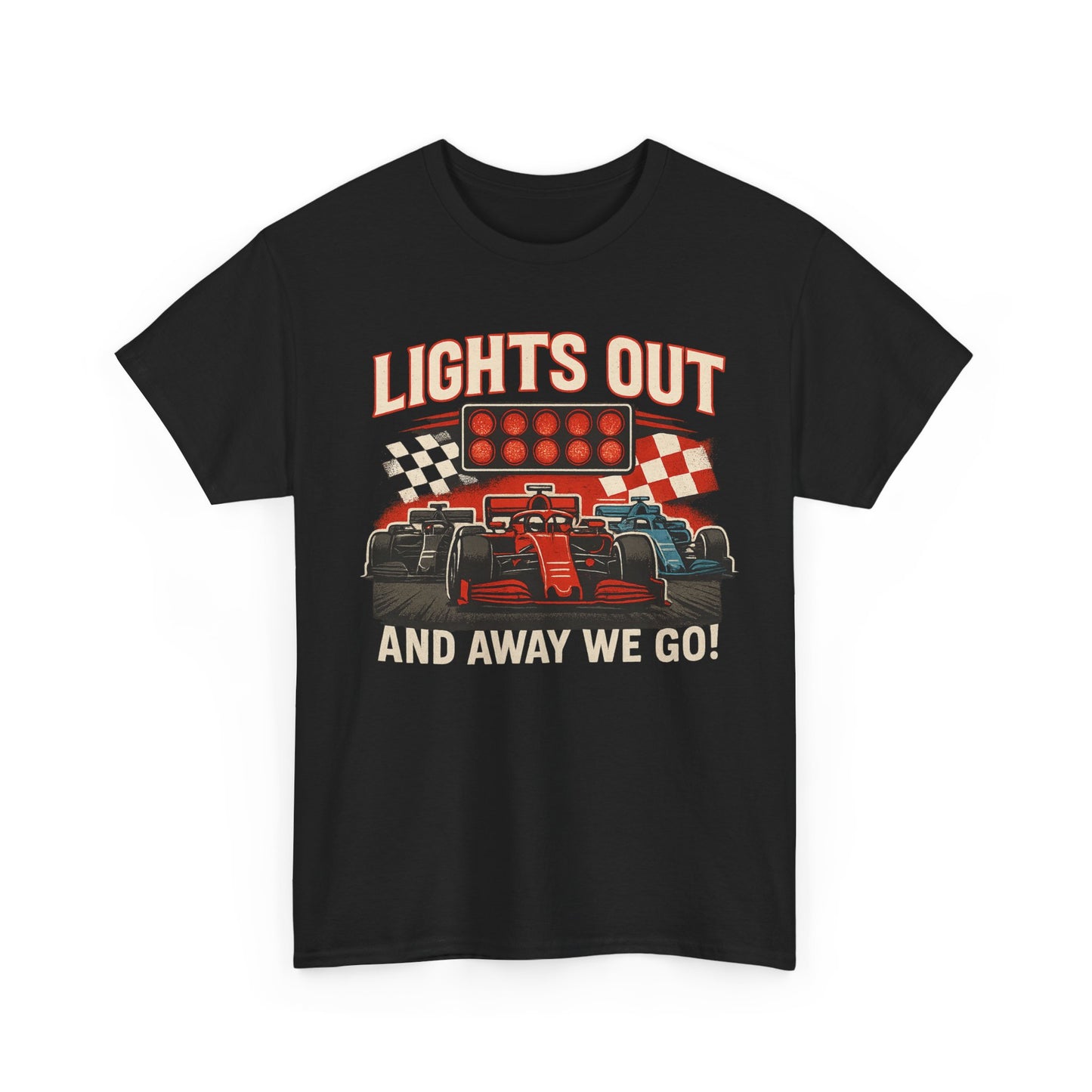 Racing T-Shirt — “Lights Out and Away We Go” Formula Car Tee