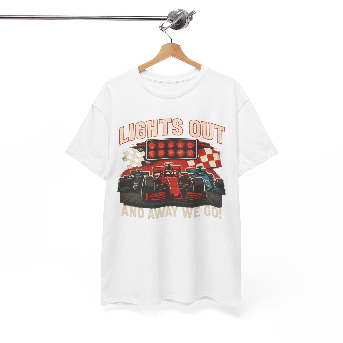 Racing T-Shirt — “Lights Out and Away We Go” Formula Car Tee