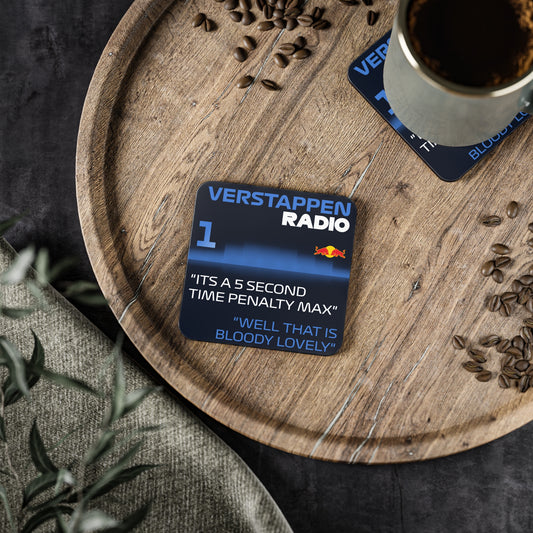 Verstappen Radio Quote Coasters — F1 Racing Drink Coaster