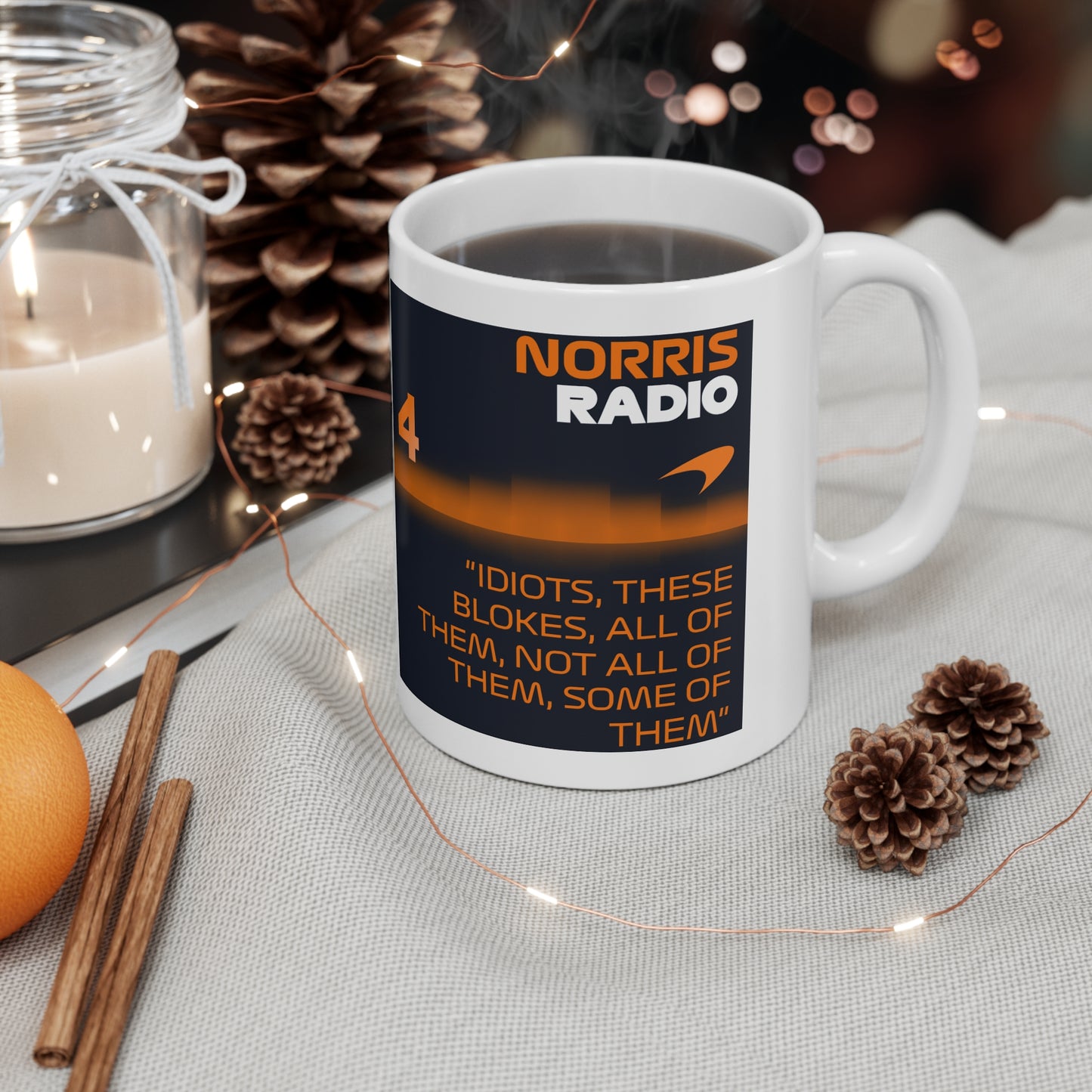 Lando Norris Radio Message Quote Coffee Mug —  Ceramic Mug (11oz)