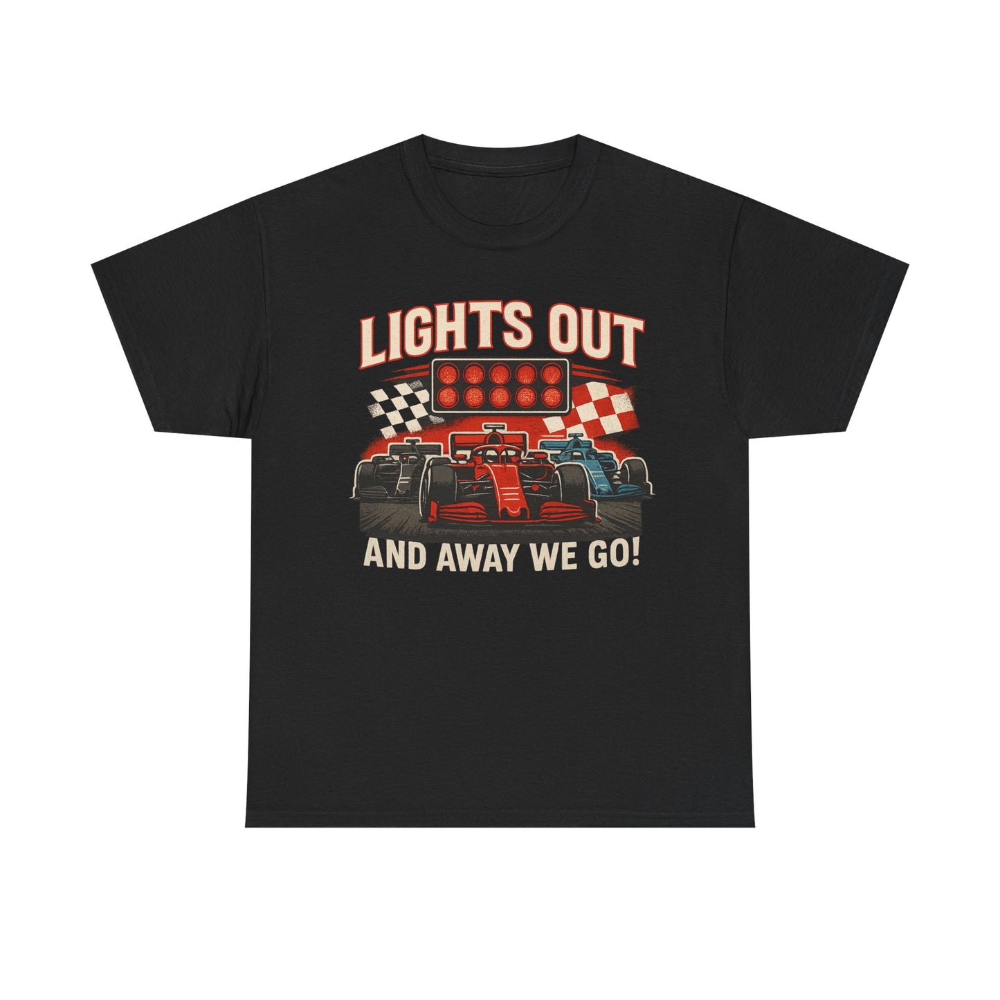 Racing T-Shirt — “Lights Out and Away We Go” Formula Car Tee