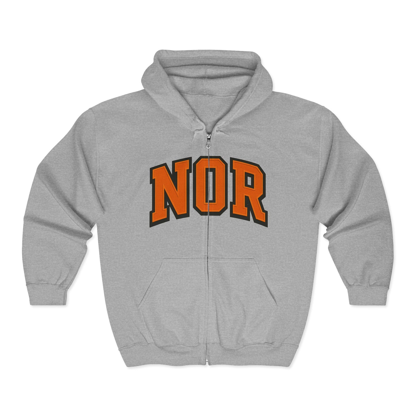 NOR 4 Zip Hoodie — Collegiate Varsity Letterman Style Full-Zip Sweatshirt