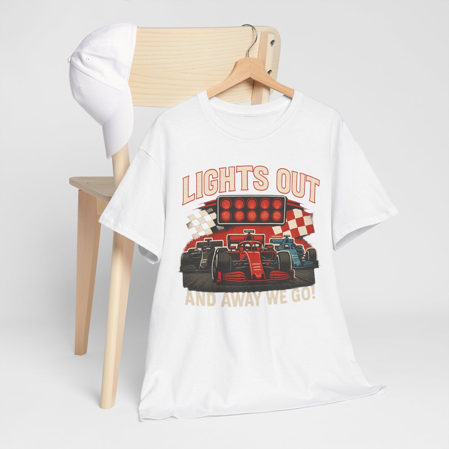 Racing T-Shirt — “Lights Out and Away We Go” Formula Car Tee