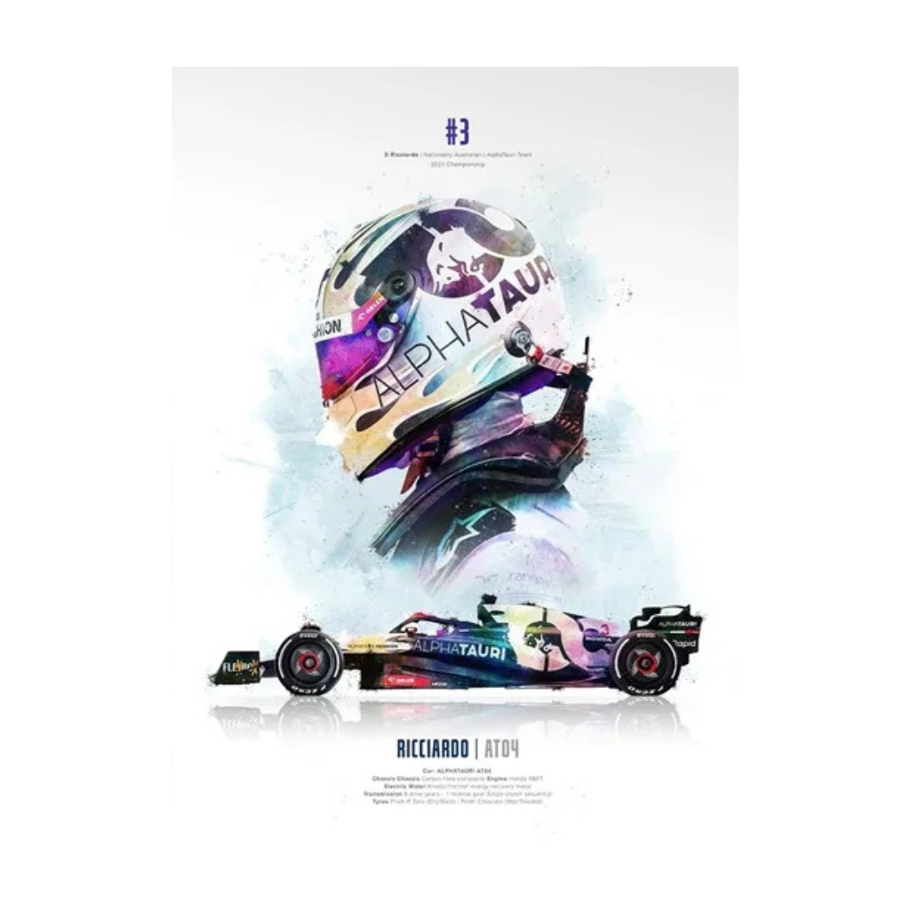 Ricciardo watercolor canvas frame