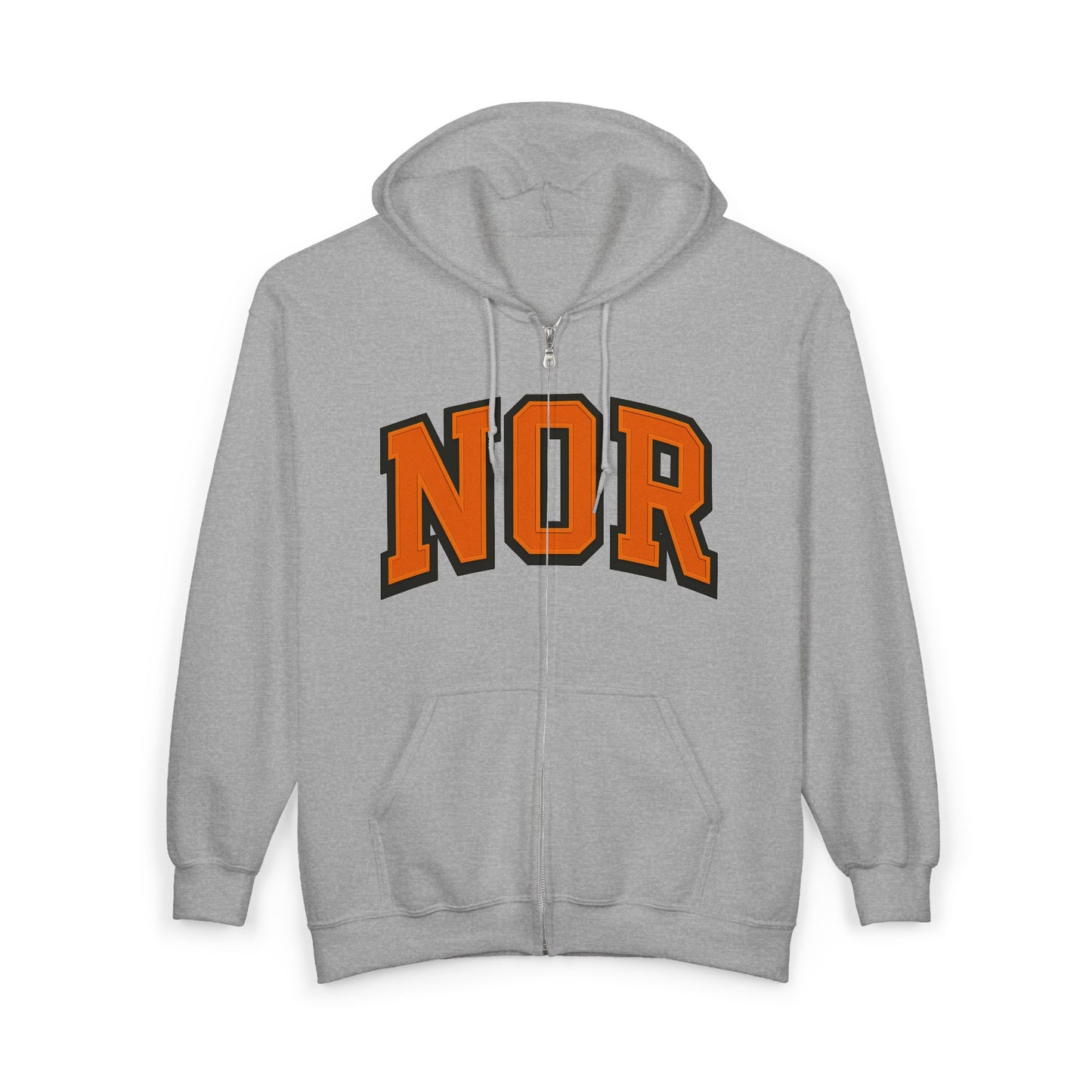 NOR 4 Zip Hoodie — Collegiate Varsity Letterman Style Full-Zip Sweatshirt