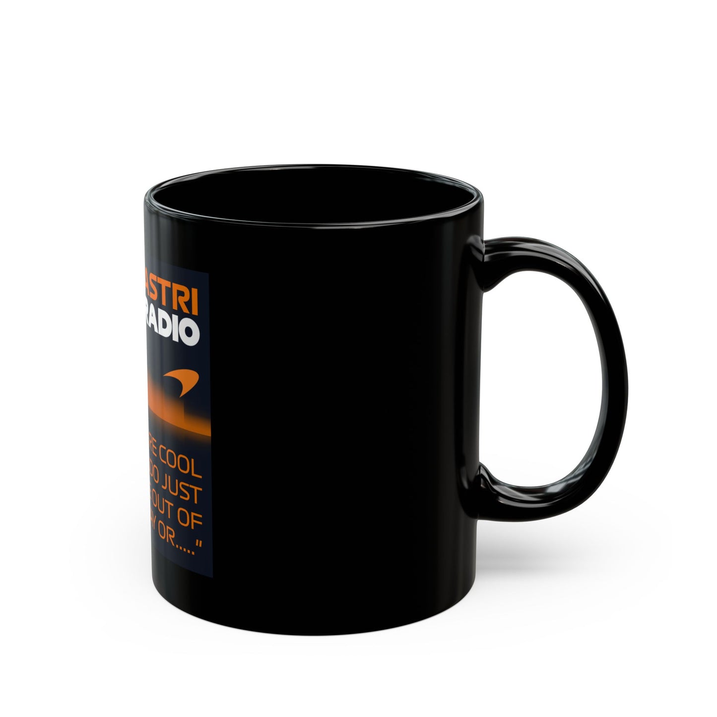 Black Ceramic Mug — Oscar Radio 81 Quote Racing Coffee Cup
