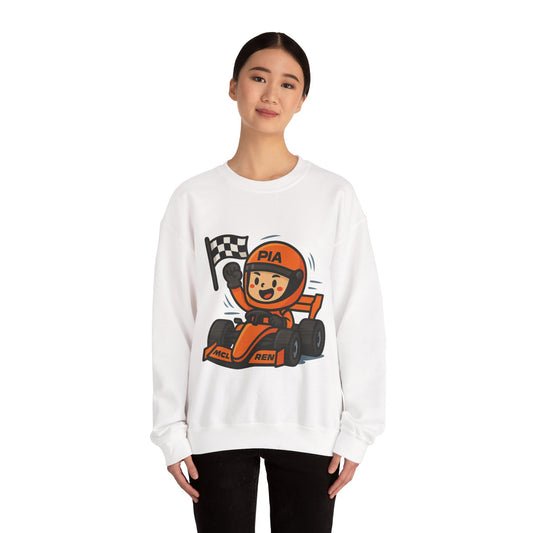 Racing Mascot Crewneck Sweatshirt - Cute PIA Racer Graphic