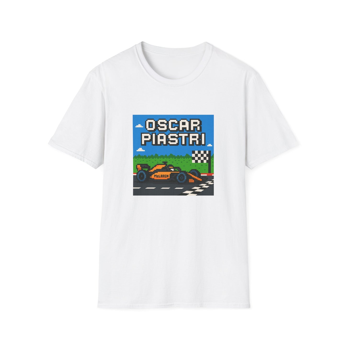 Oscar Piastri Pixel Racing T-Shirt — Retro 8-Bit Formula Car Tee