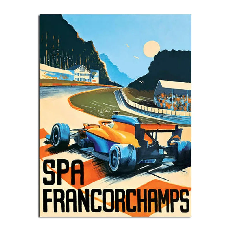 Retro F1 Neon City Canvas Wall Art Prints Spa