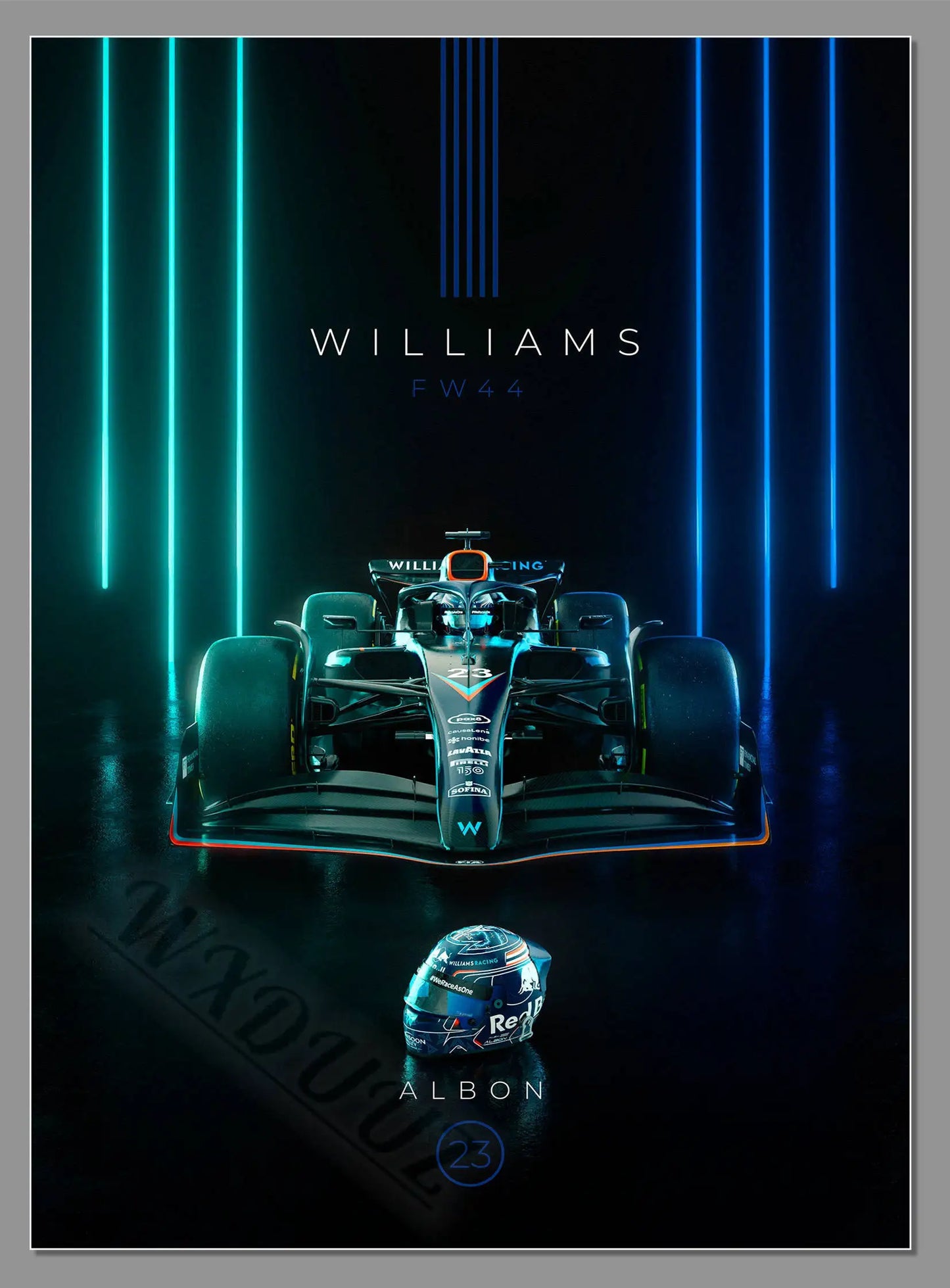 Williams FW44 Alex Albon Framed Print
