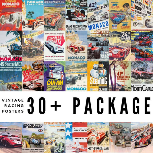 *Digital Download* Over 30 Vintage Racing Posters Print and enjoy, Super High res